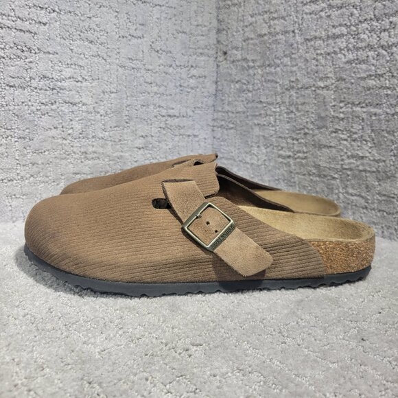 Birkenstock Boston Men's US Size 11 Regular Brown Suede Embossed Slip On Clogs